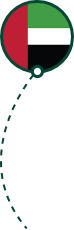 United Arab Emirates union flag in a dark green circle with a dotted line curving downwards from the circle. Decoration to indicate the contents of the Open Opportunities database.
